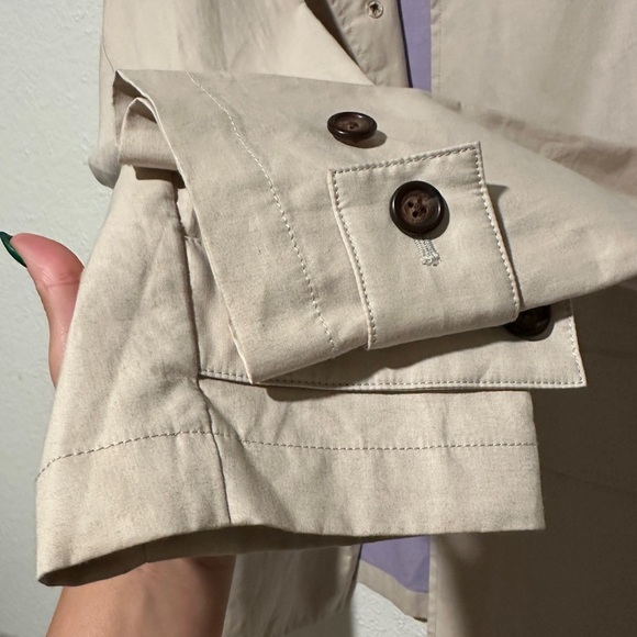 TOMMY HILFIGER Vintage 100% Cotton Business Man Trench Coat RARE Cream Tan Sz. L - Picture 7 of 11